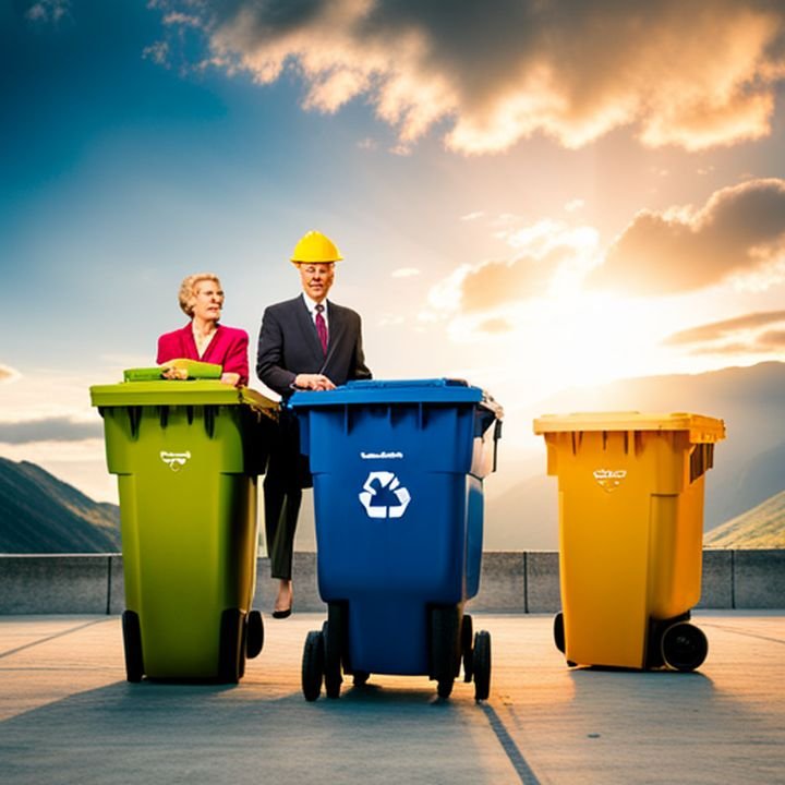 Imagen de una persona midiendo el porcentaje de reciclaje en diferentes contenedores