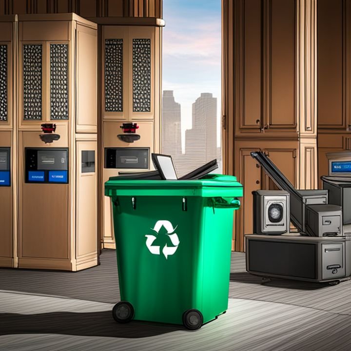 Imagen de una persona depositando productos electrónicos en un contenedor de reciclaje