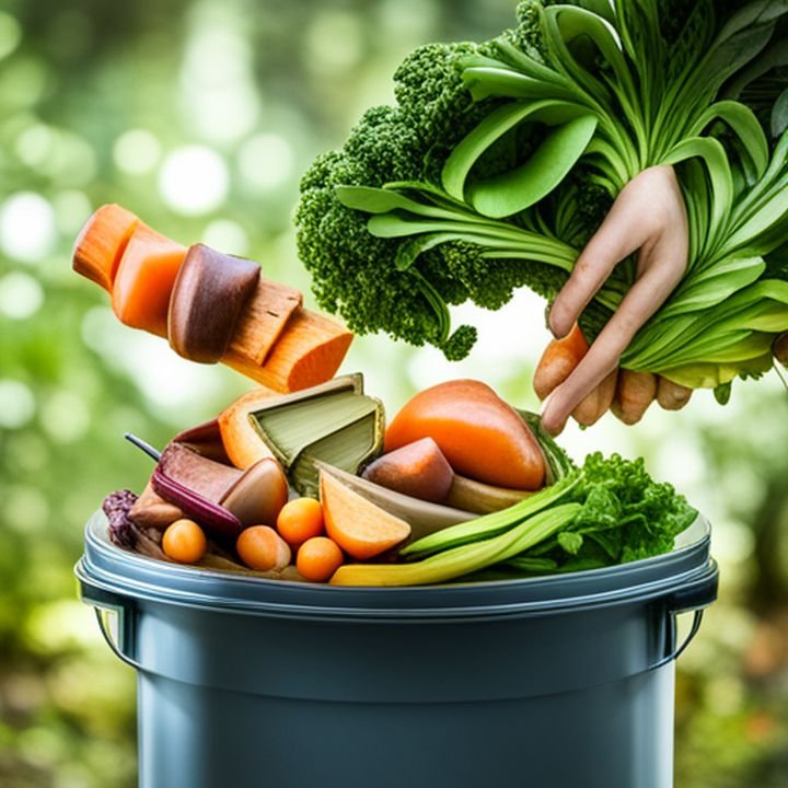 Imagen de una persona reciclando restos de comida en un compostaje
