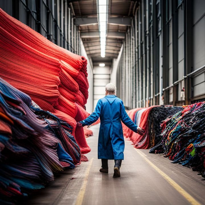 Una máquina industrial deshilachadora separando fibras textiles para su posterior reutilización en el reciclaje de textiles